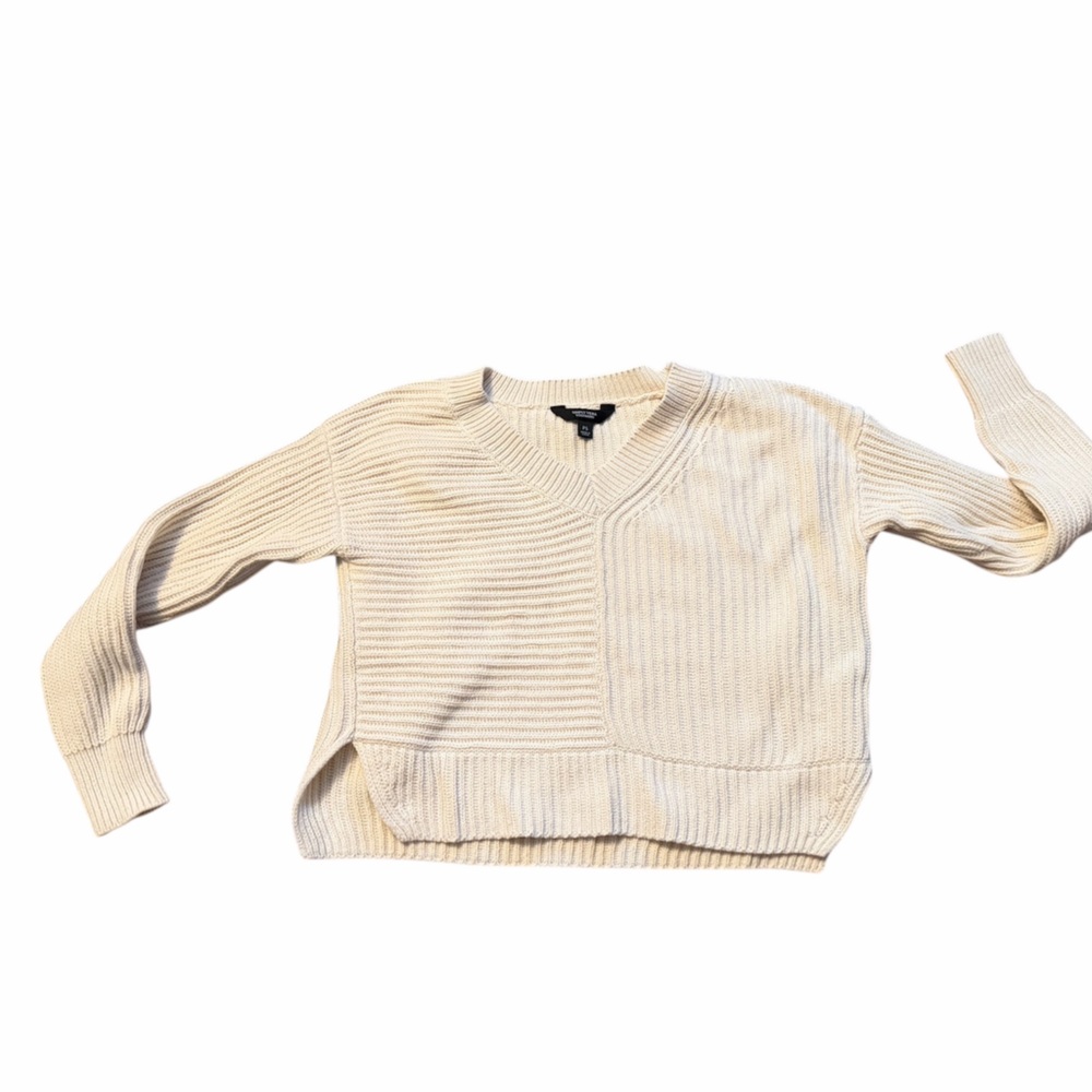 Simply Vera Vera Wang Beige Ribbed Sweater Petite